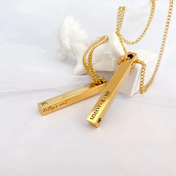 Customize Name Engraved 4d Bar Necklace