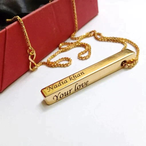 Customize Name Engraved 4d Bar Necklace